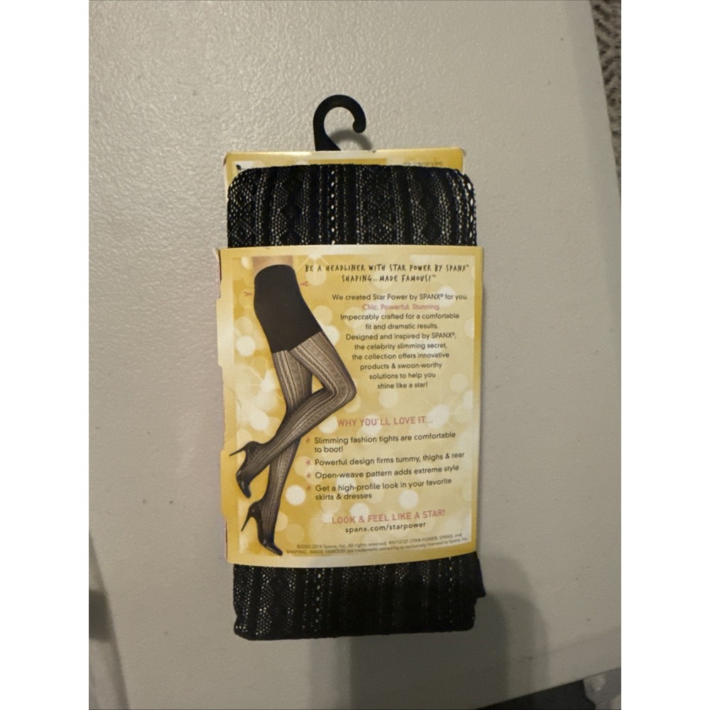 Star Power By Spanx Patterned Shaping Tights Black Size D~165-220 lbs. M4 - Picture 3 of 4